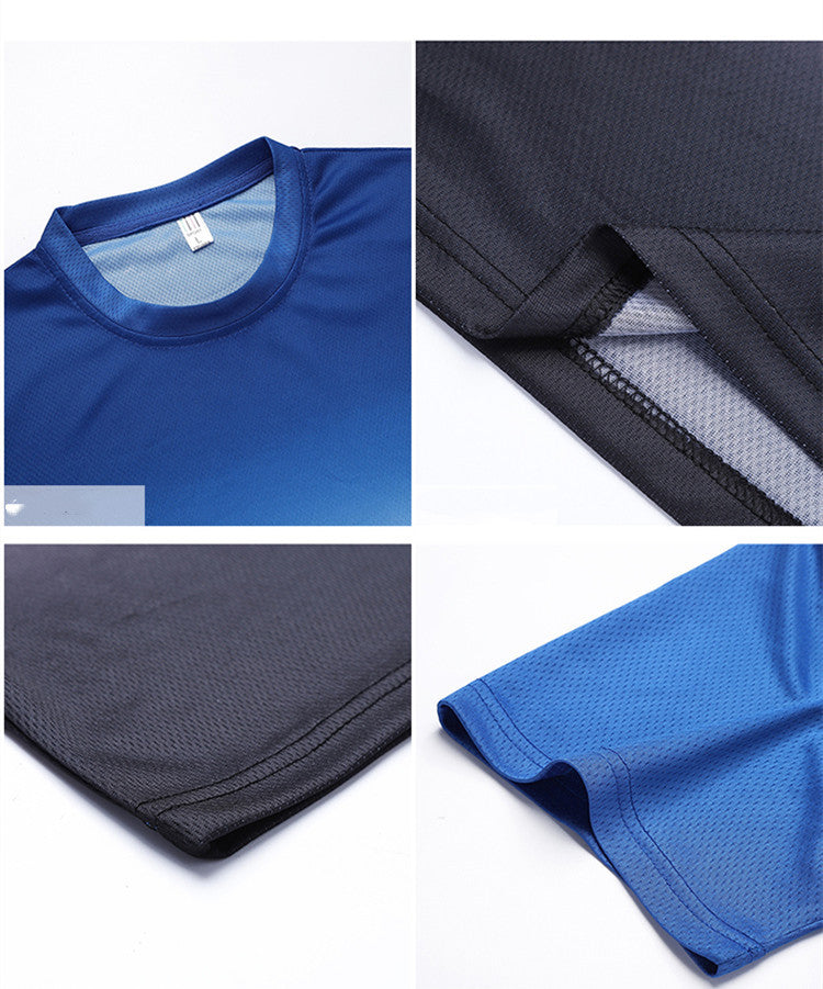 Sports Suit Men’S Round Neck Gradient Short-Sleeved Shorts Quick-Drying Running Casual Two-Piece Suit