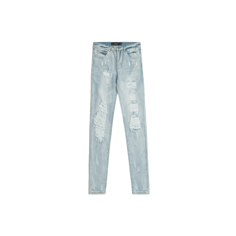Men’s Loose High Street Ripped Jeans - Light Blue / S