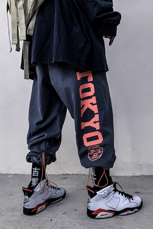 Drawstring loose slacks - Vintage blue / M