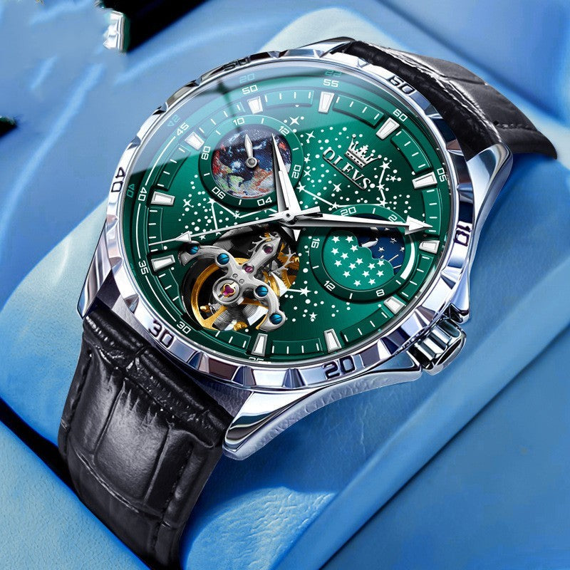 Exquisite 42mm Movement A Luxury Clothing Statement - Black Leather Green