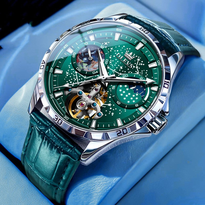 Exquisite 42mm Movement A Luxury Clothing Statement - Green Leather Book Green
