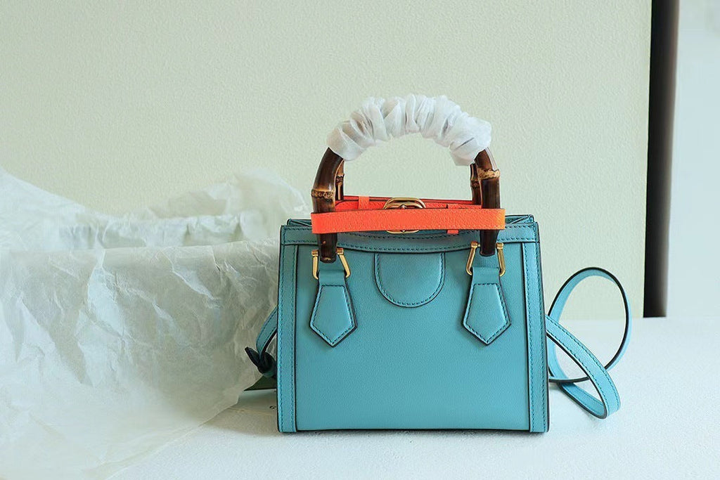 Exquisite Leather Bag Luxury Clothing High-End Fashion Online - Light Blue / 20x16x10cm