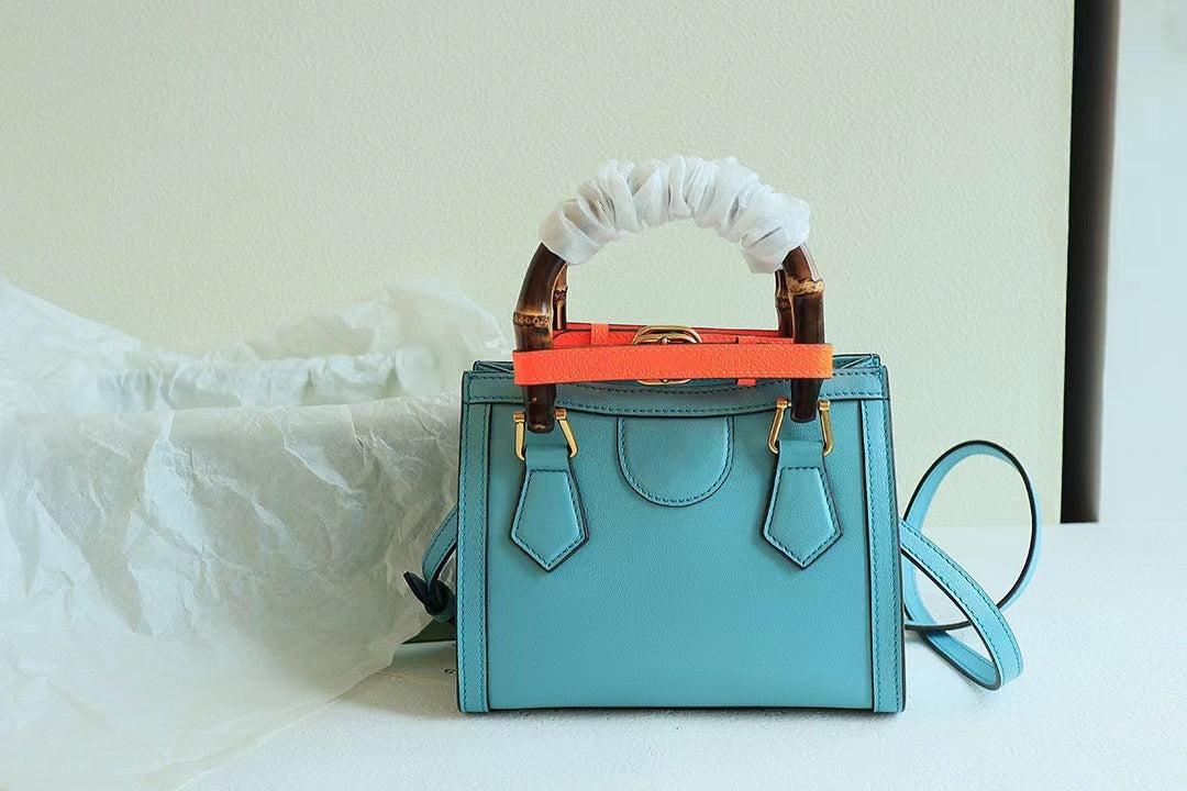 Exquisite Leather Bag Luxury Clothing High-End Fashion Online - Light Blue / 20x16x10cm