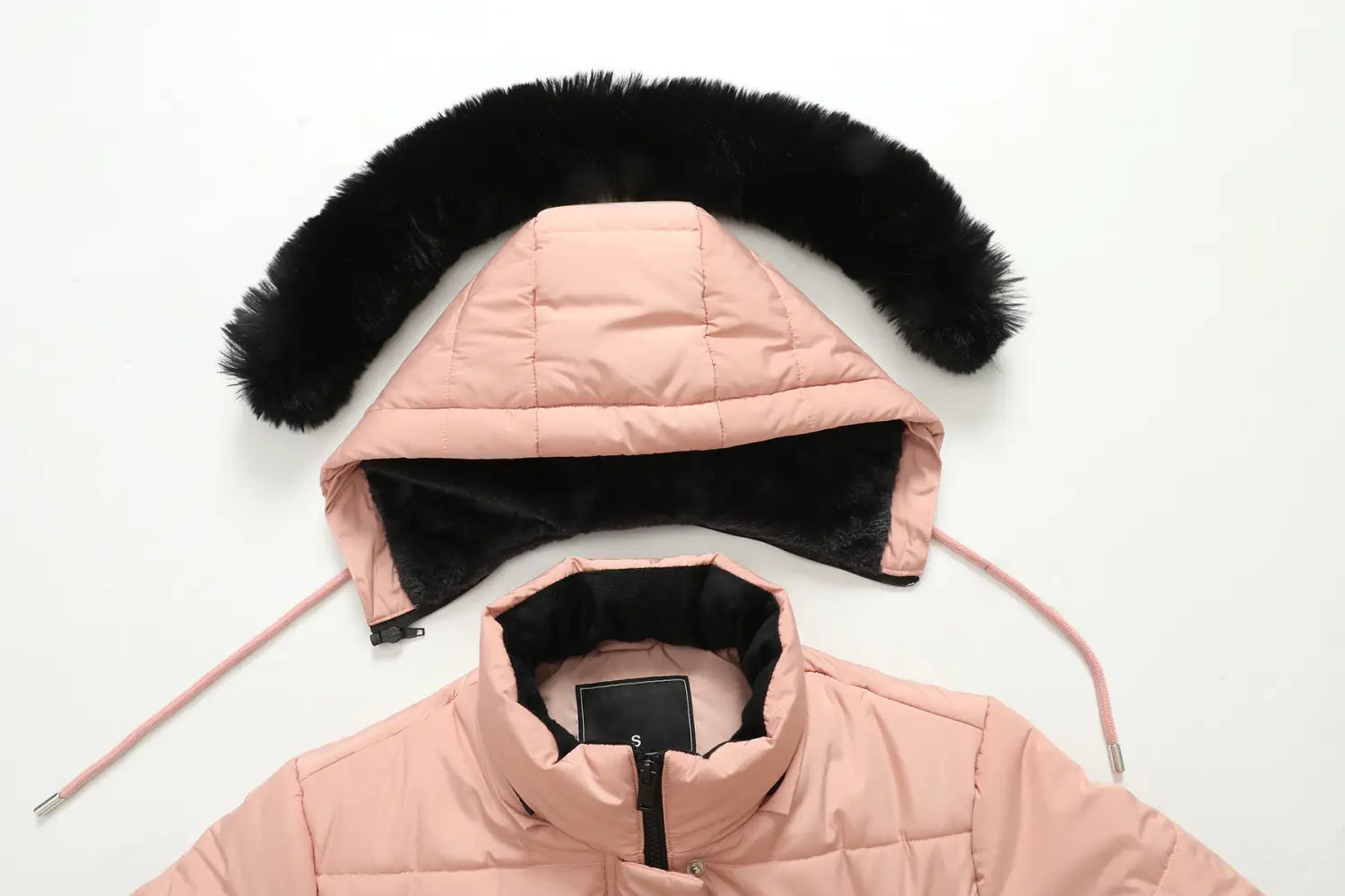 Women’s Cotton Jacket Drawstring Cinched Hoodie Fleece-lined Warm