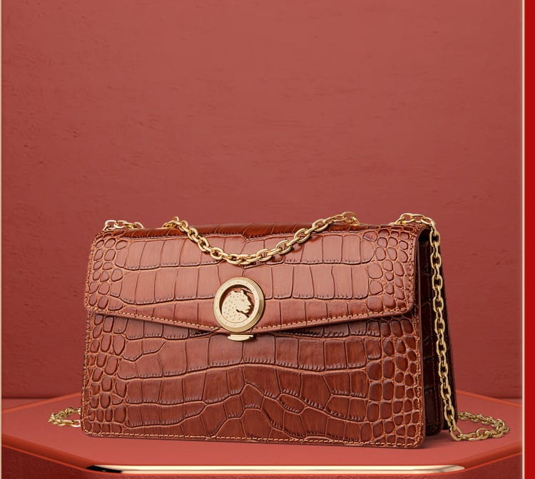 Dark Brown Leather Lock Bag Luxury Clothing for Men and Women