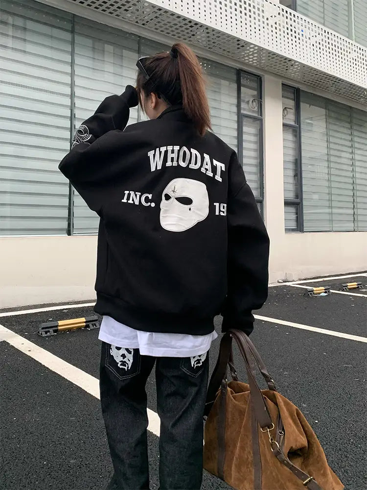 American Street Mask Letter Loose Jacket