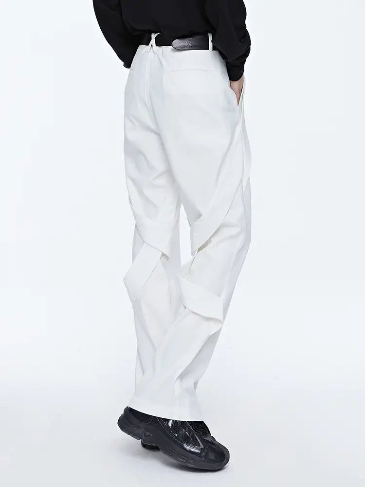 Draped Casual High Street Straight-leg Micro-flare Trousers
