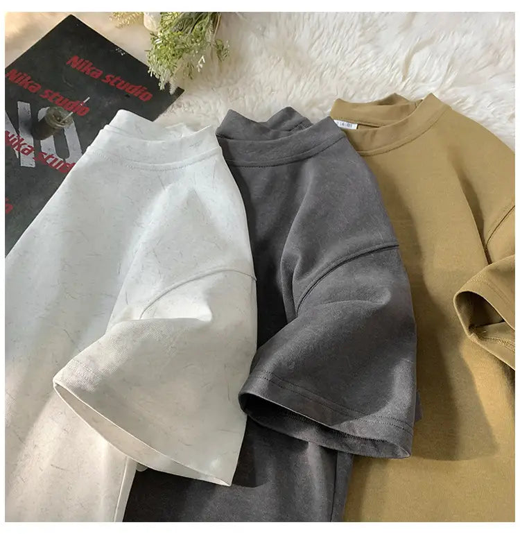 Stone Washed Ice-feeling Tencel Cotton Ice Silk Short Sleeve T-shirt