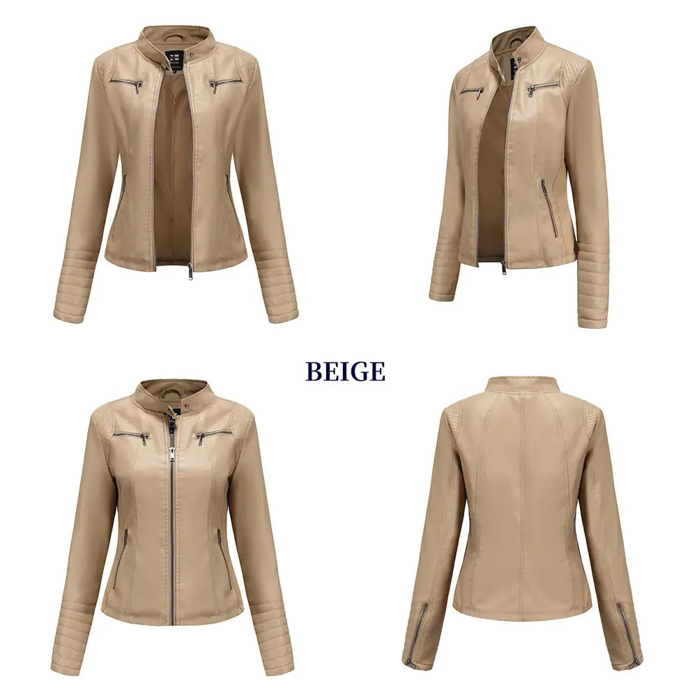 Women’s Leather Thin Motorcycle Clothing Short Chic Women’s Jacket