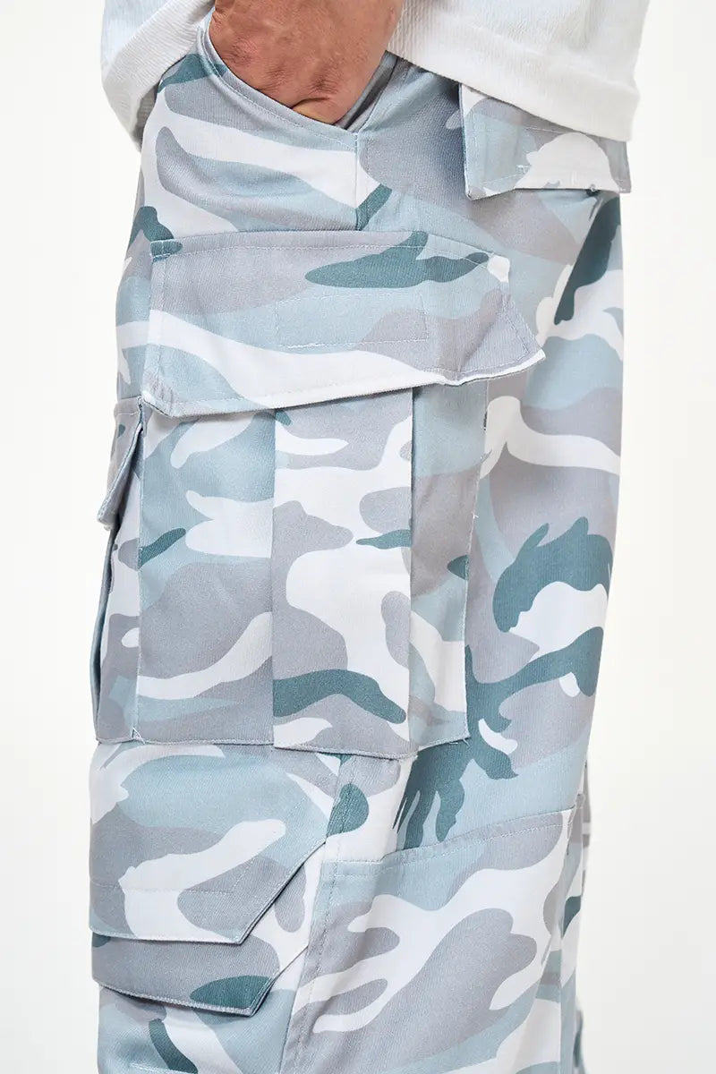 Multi-Pocket Workwear Camouflage Casual Loose Fashion Brand Wide Leg Paratrooper Pants Men