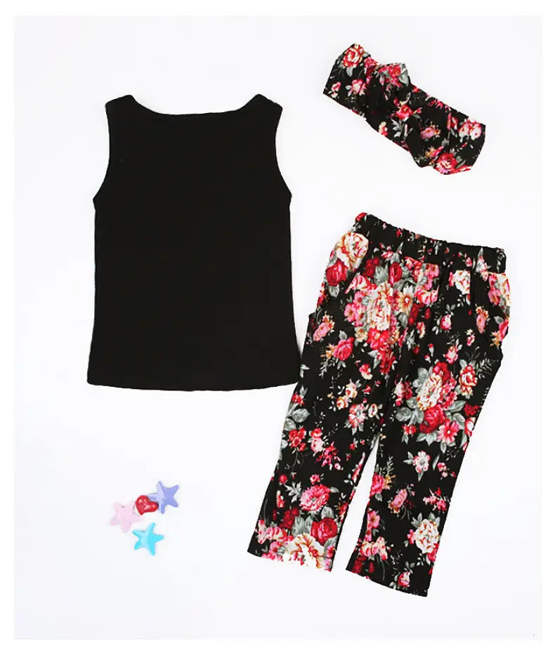 European and American girls floral three-piece