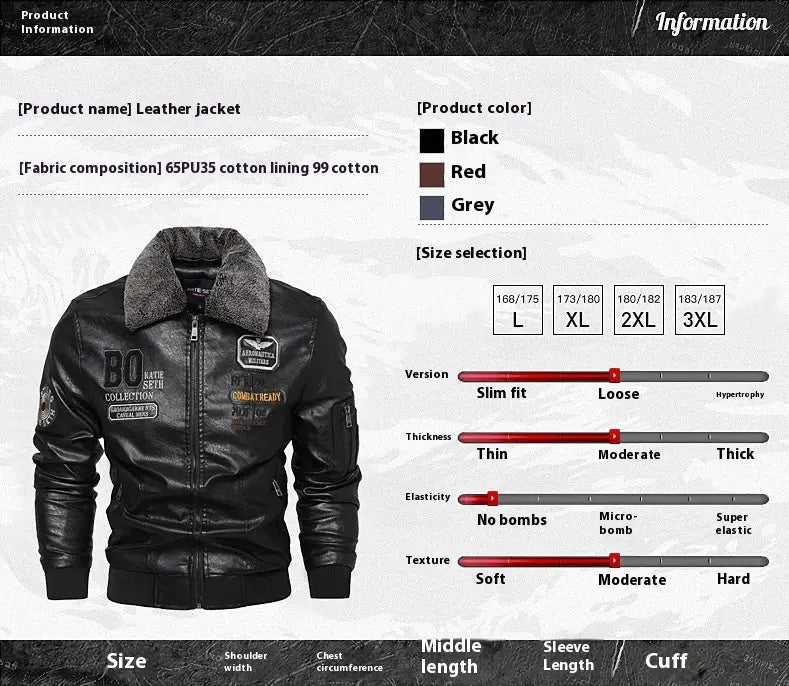 Foreign Trade New Men’s Casual Fashion Leather Slim Fit Leather Jacket Coat