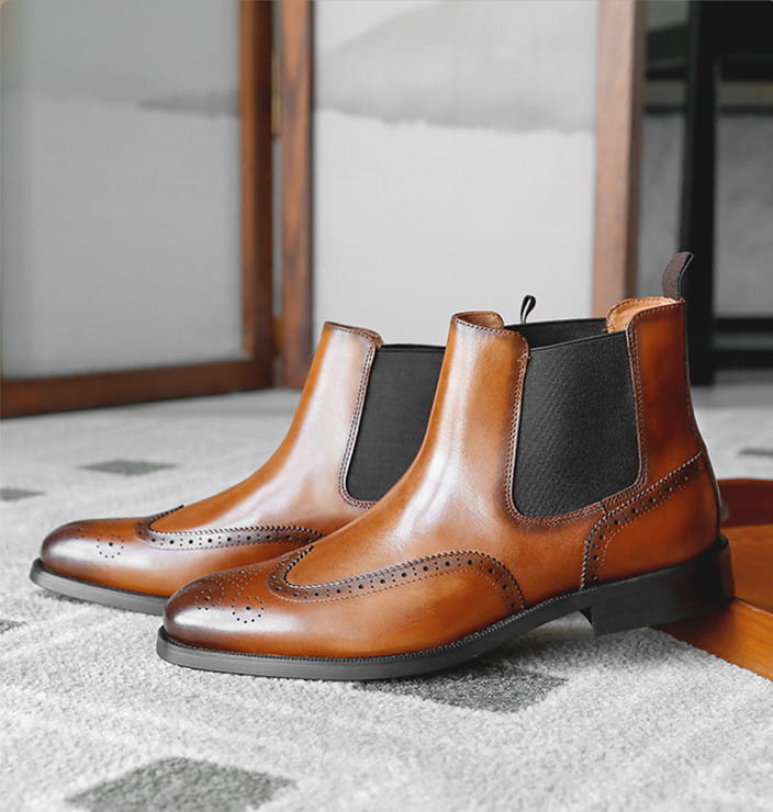 Men’s Leather Tips In Western Boots