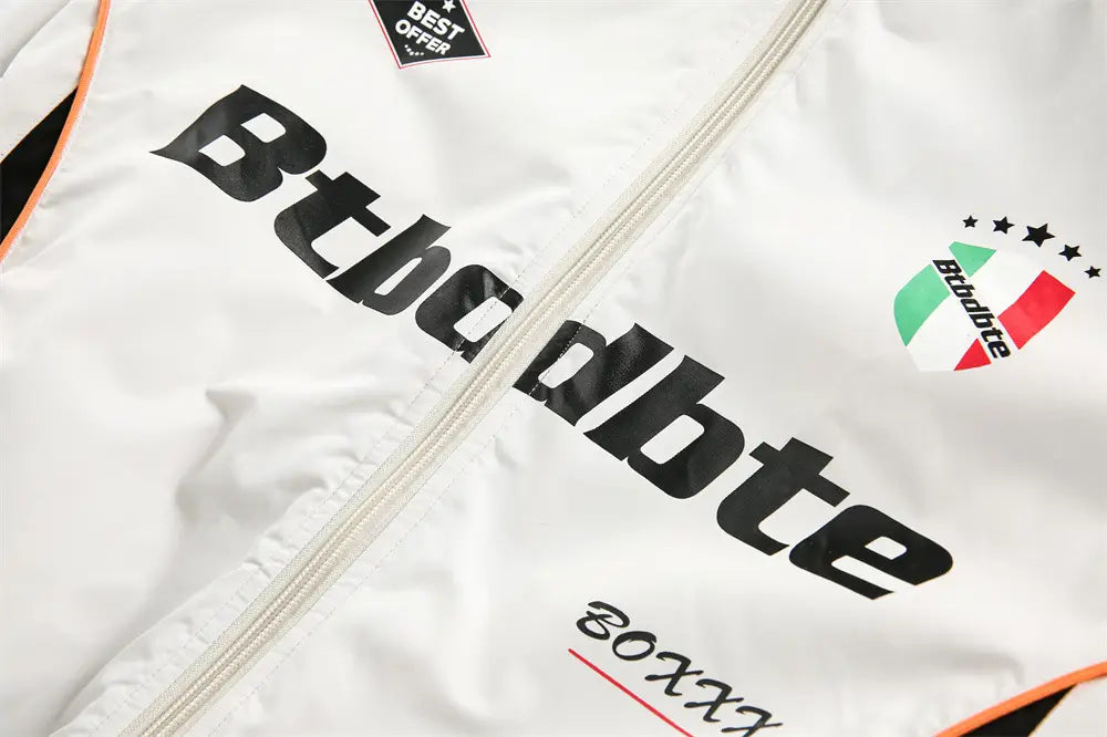 Splicing Gradient Letter Cotton Padded Loose Stand Collar Jacket