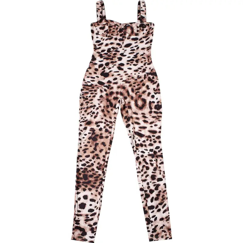 Sexy Backless Print High Waist Tight Hip-lifting Jumpsuit