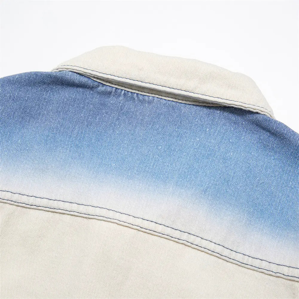 Men’s Loose Casual Full Print Landscape Snow Mountain Pattern Jacket