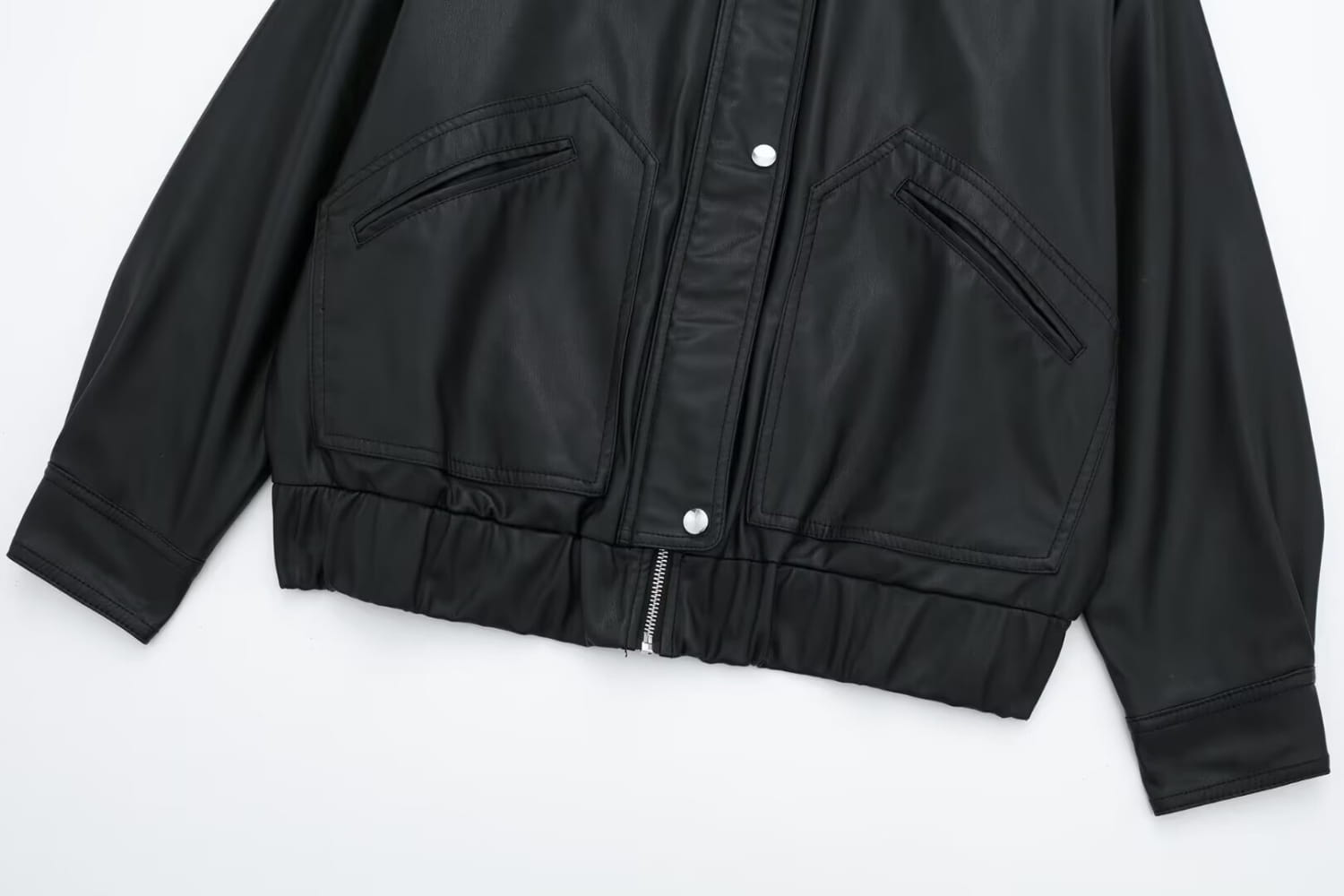 Women’s Lapel Loose Faux Leather Bomber Jacket Coat