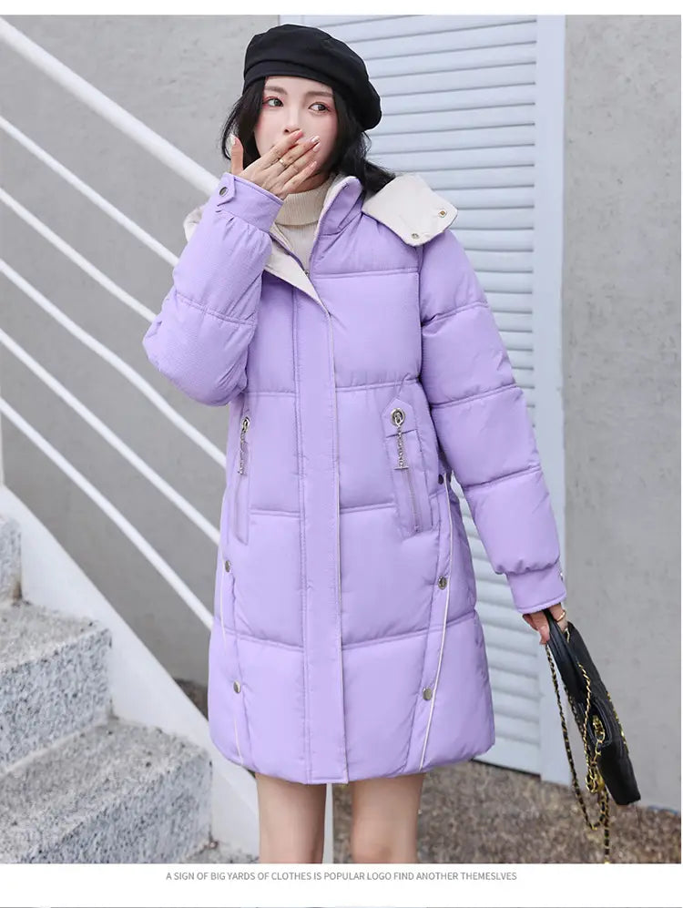 Winter Loose Down Cotton-padded Coat Women’s Coat Mid-length Thickened