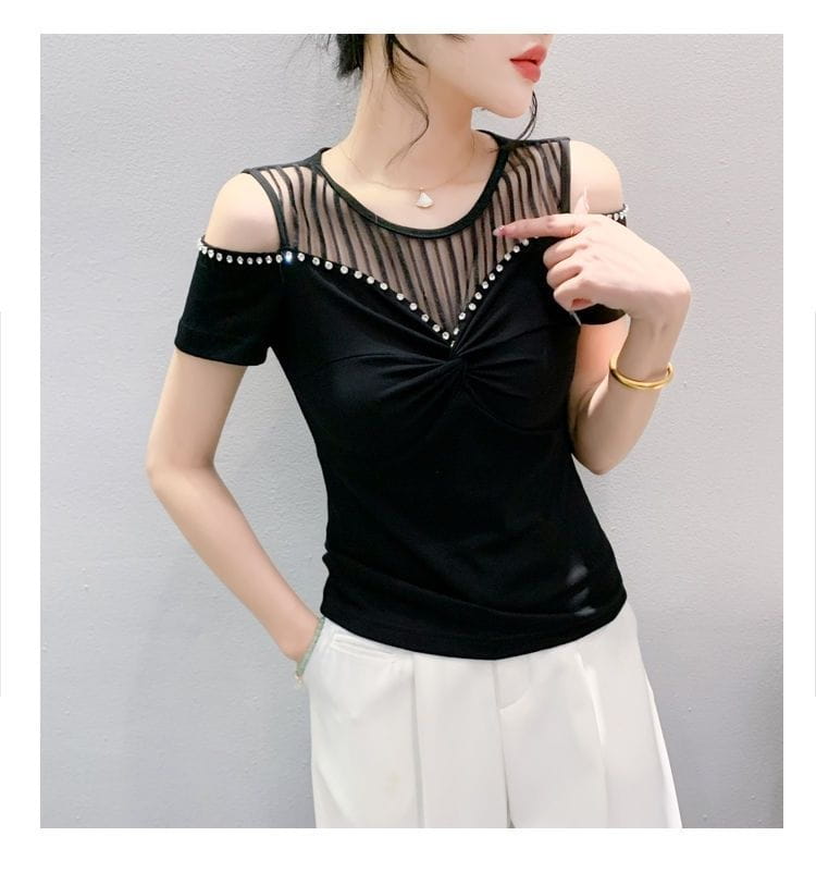 Fashion Hot Girl Sexy Off-shoulder T-shirt Women’s Summer