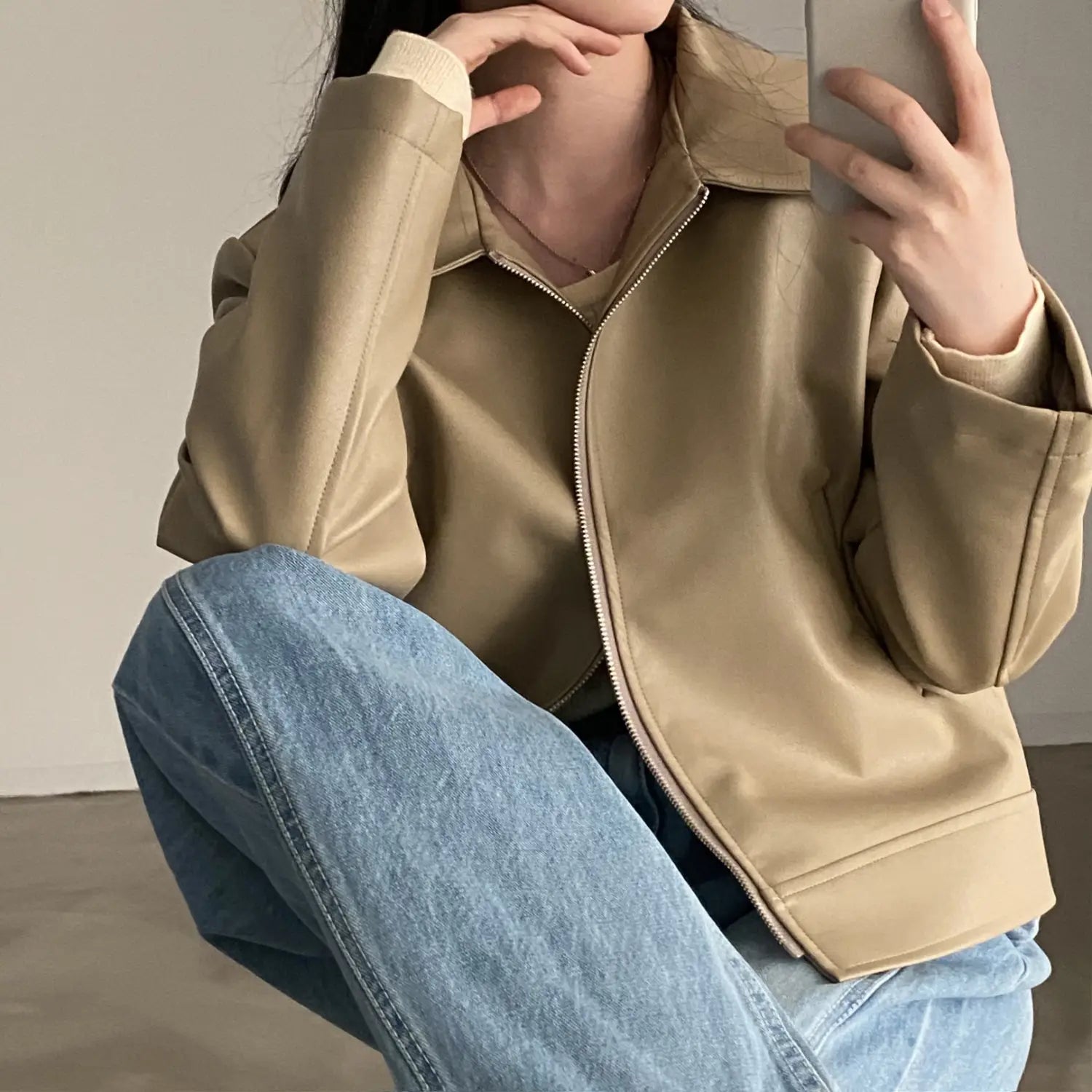 Handsome Cool Girl Versatile Motorcycle Jacket