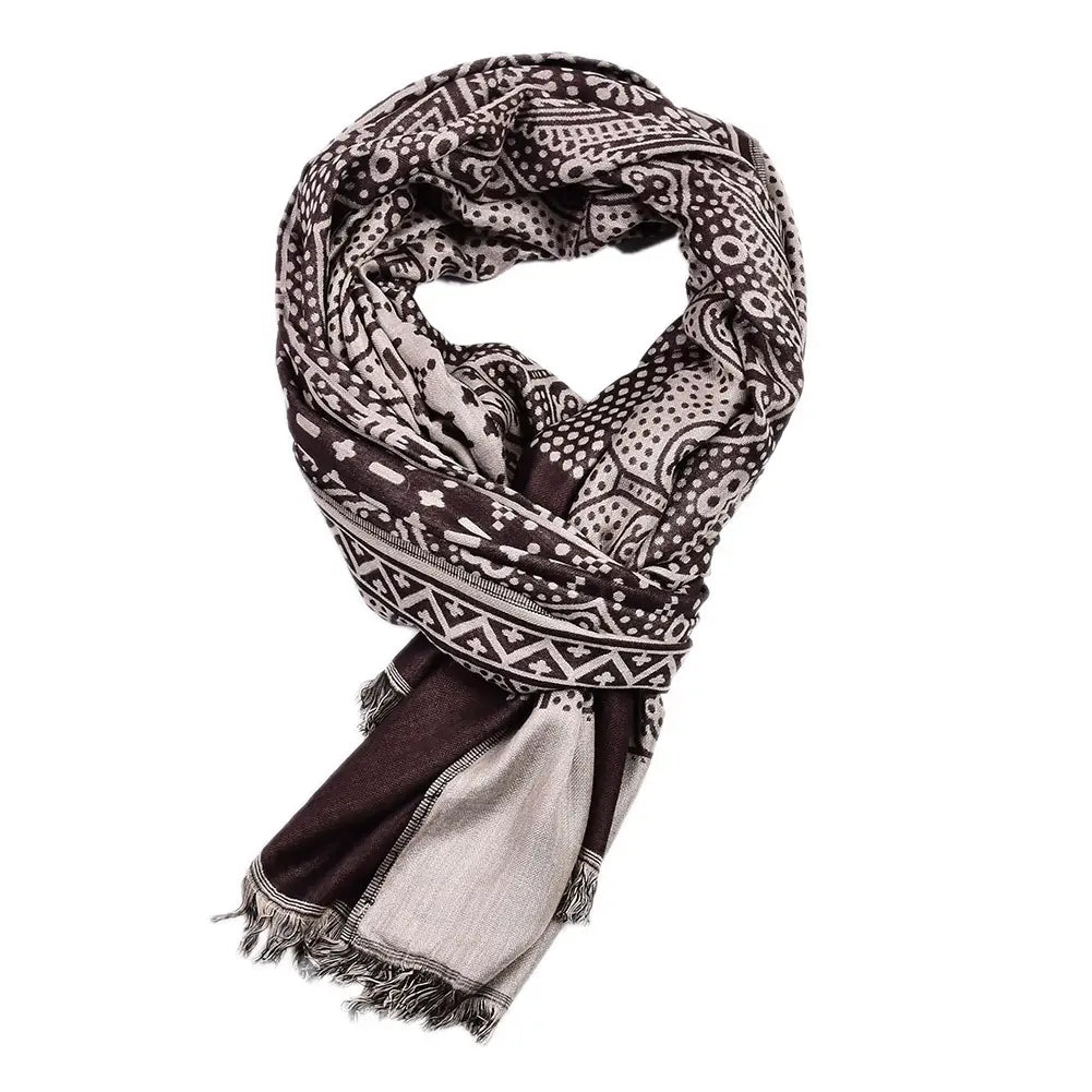 Cotton And Linen Yarn-dyed Scarf Short Beard Ethnic Style