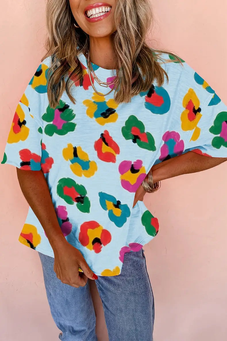 Fashion Colorblock Half Sleeve Pullover Top