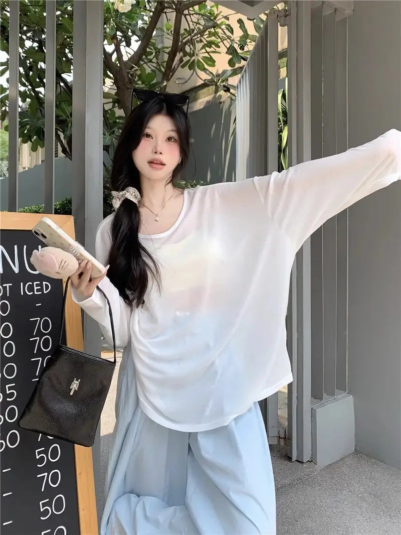 Blue Sweet Hot Girl Sun Protection Top