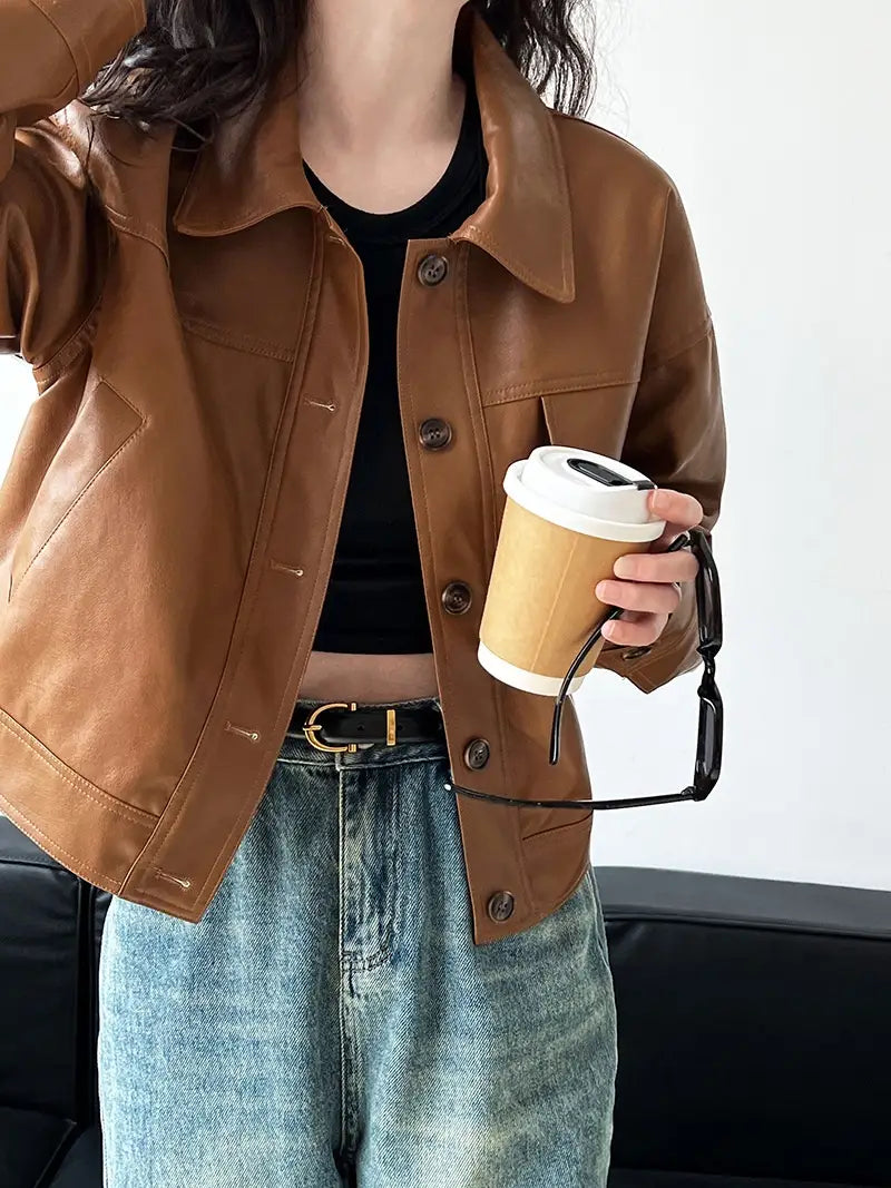 Women’s Fall Lapels Motorcycle Short Jacket