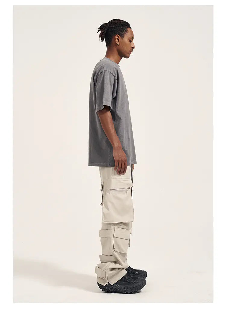Multi Pocket Retro Velcro Side Zipper Men’s Casual Pants