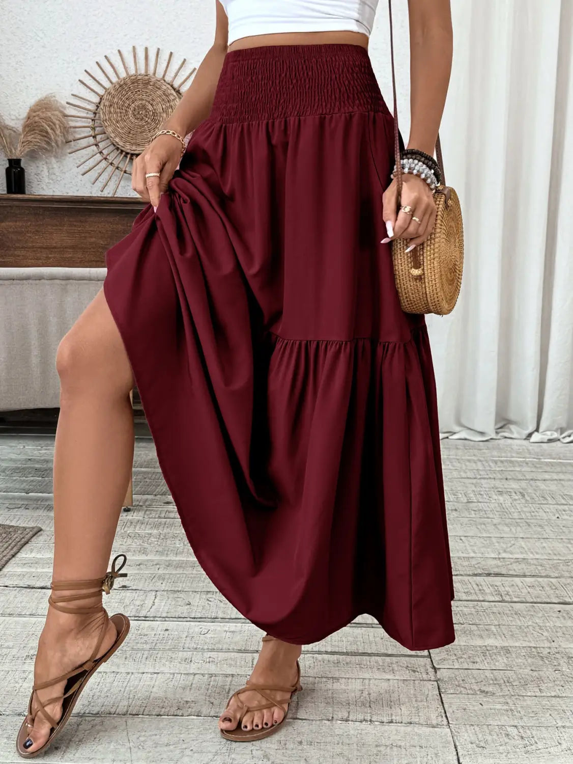 Small Floral Three-layer Long Patchwork Skirt