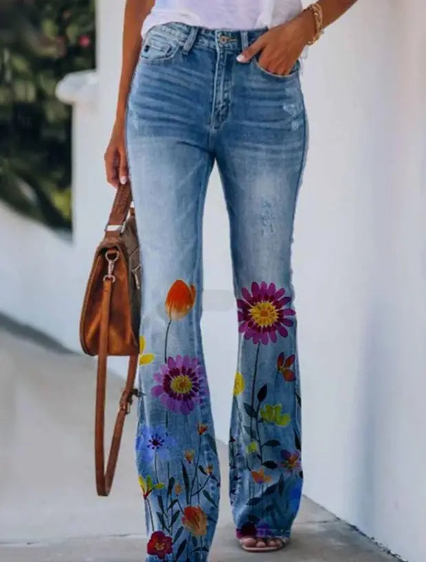 Women’s Printed Polyester Jeans