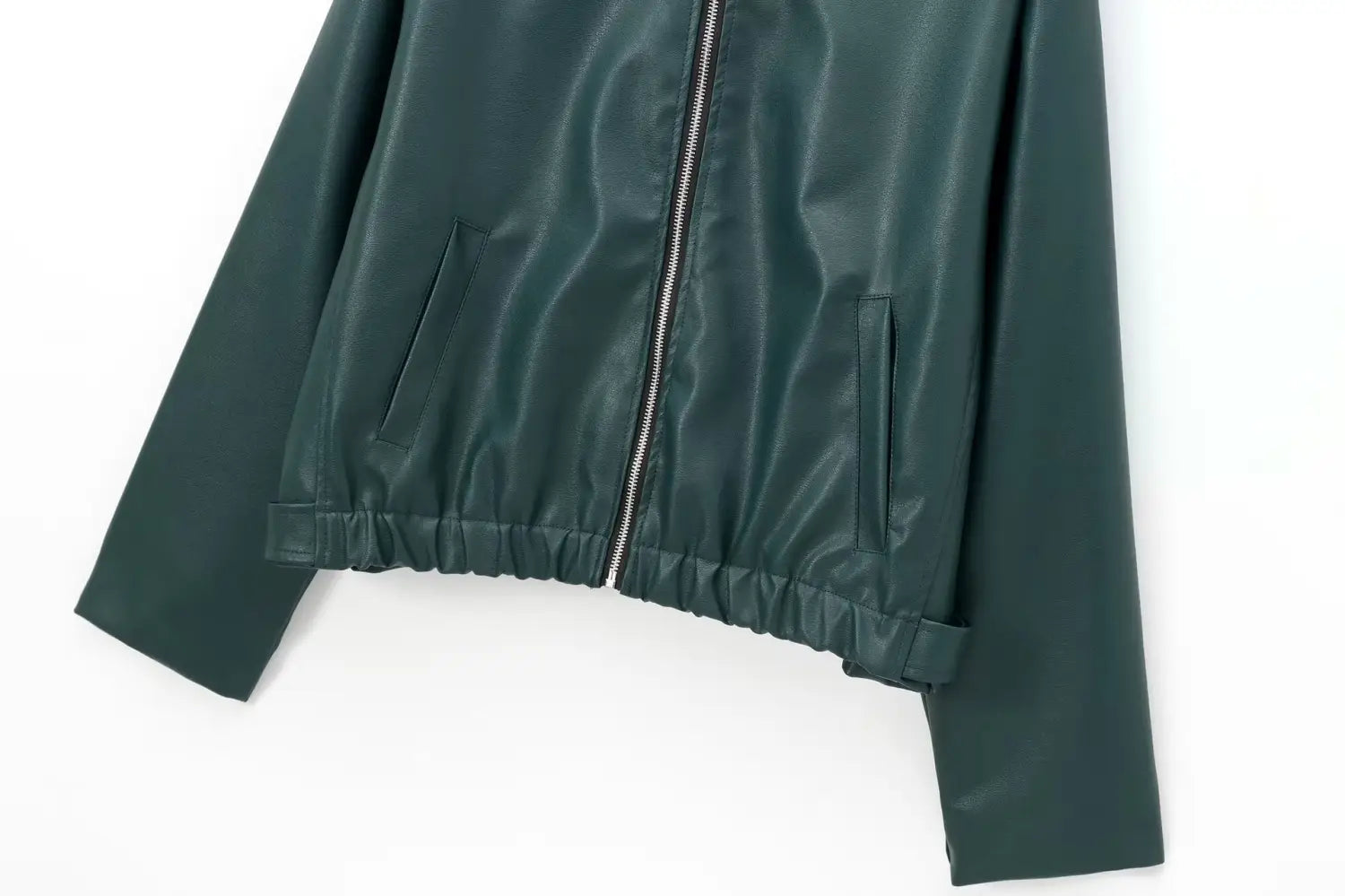 Women’s Lapel Long Sleeve Leather Coat