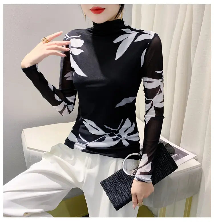 Women’s Long Sleeve Autumn And Winter Ocean Graceful Slim-fit Tops