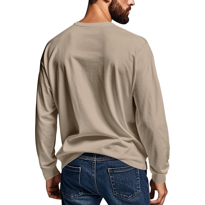 Men’s Spring And Autumn Henley Shirt Long Sleeve