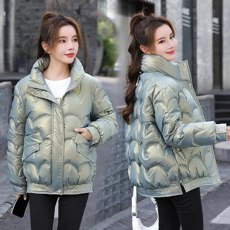 Women’s Cotton-padded Coat Korean Style Quilted Jacket Stand Collar Cotton-padded Jacket