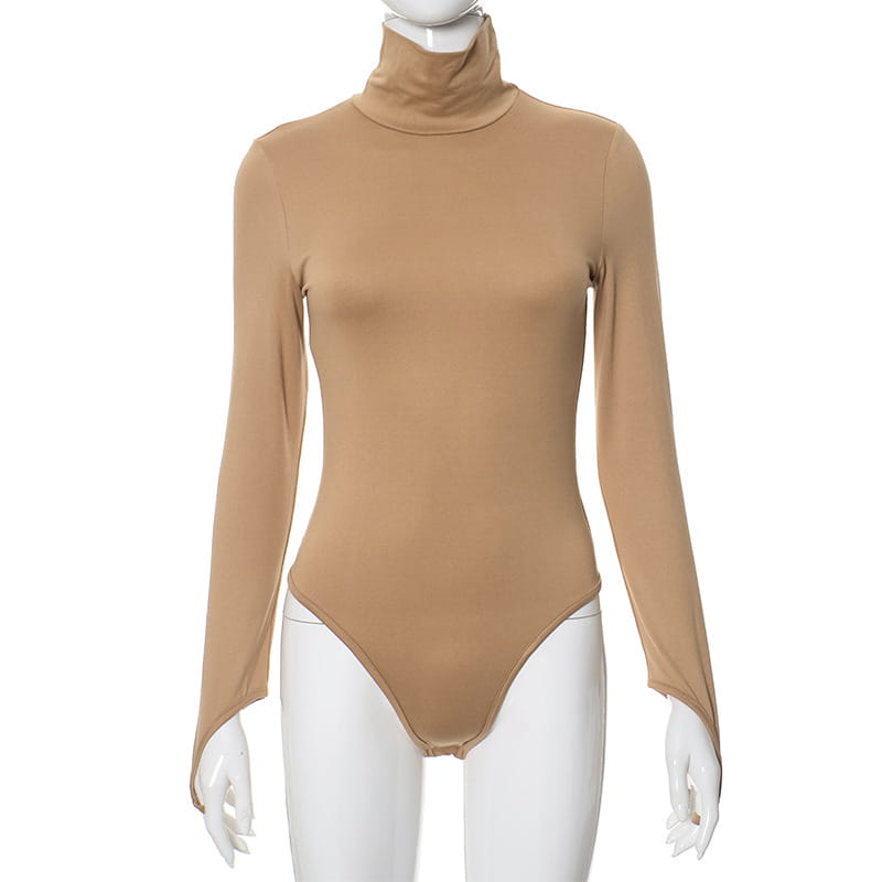 Women’s Solid Color Casual Round Neck Long Sleeve Slim Fit Jumpsuit
