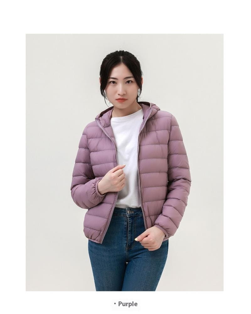 Lightweight Down Jacket Women’s Short Stand Collar Hooded
