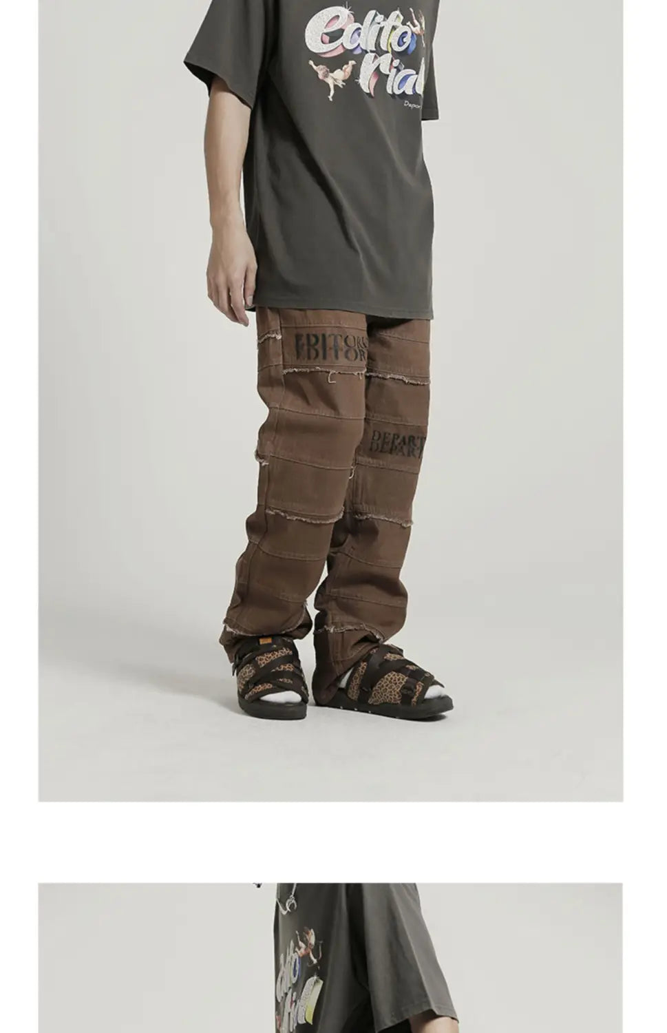 European And American Hip-hop Layered Straight-leg Jeans