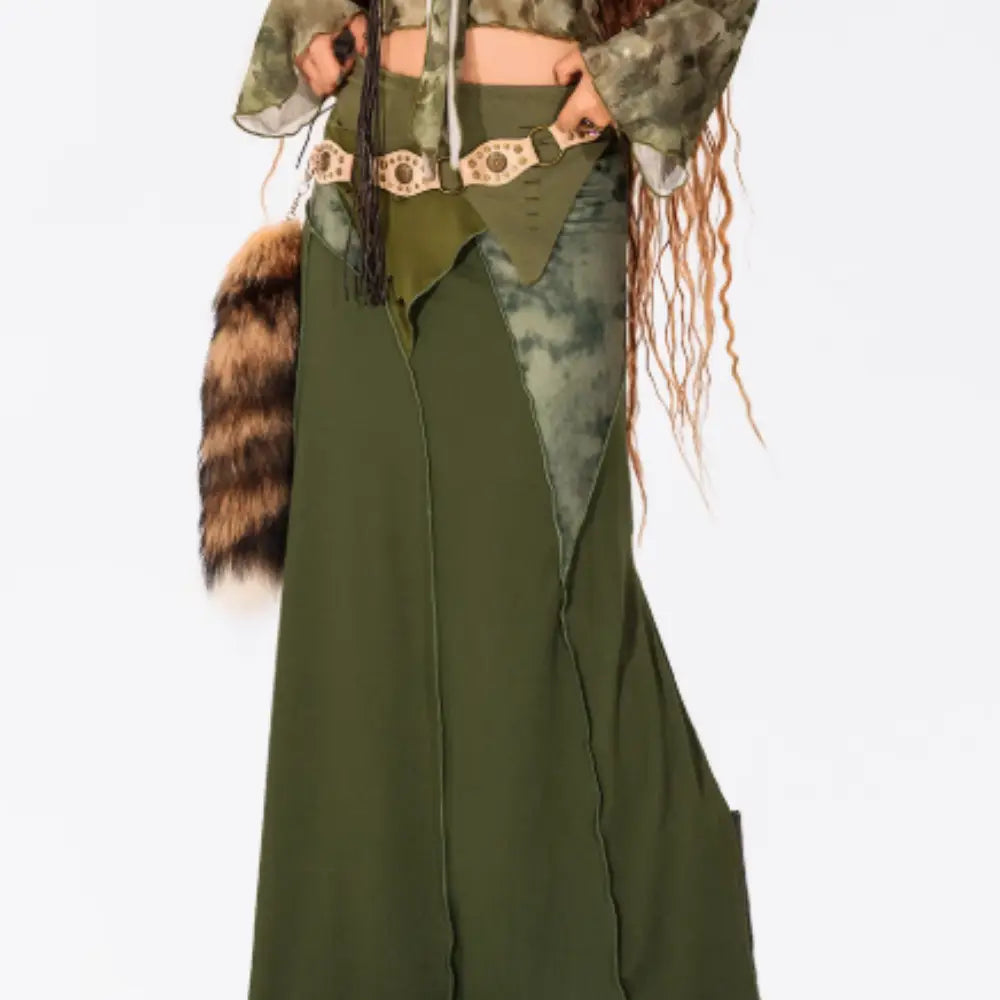 Nepal Vintage Half Length Long Skirt Women’s Retro Patchwork