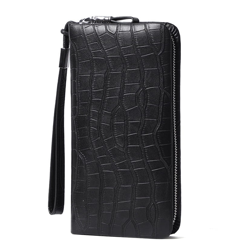 Men’s Leather Long Zipper Multiple Card Slots Wallet