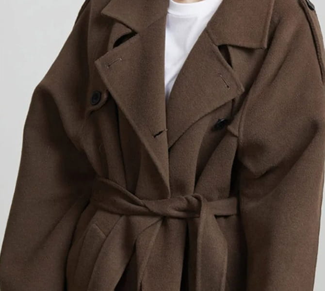 Loose Double Buckle Lapel Long Overcoat Outerwear