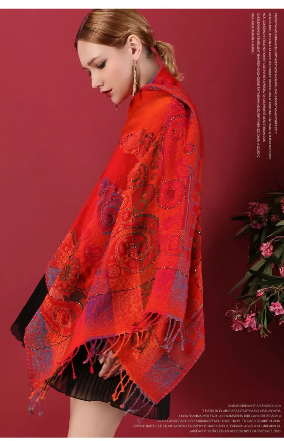 Ethnic Style Boiled Wool Warm Winter Scarf Shawl