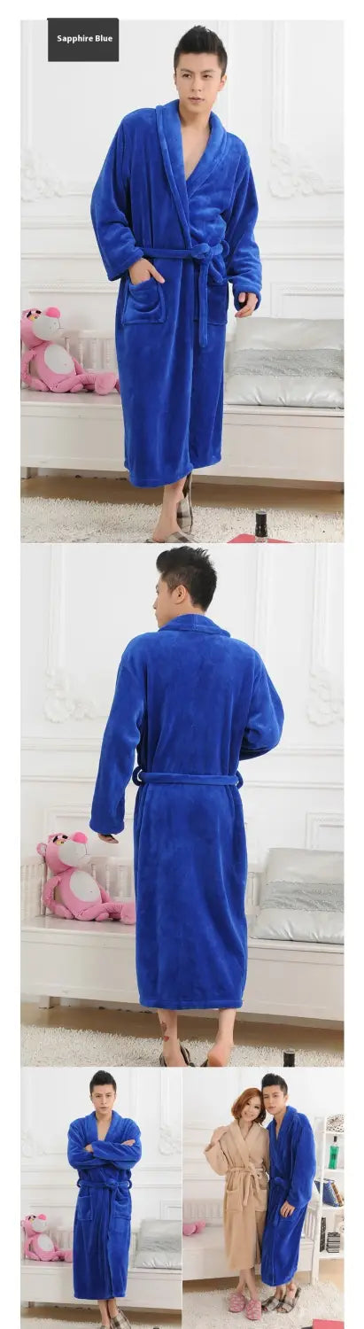 Solid Color Polo Collar Casual Flannel Couple Homewear