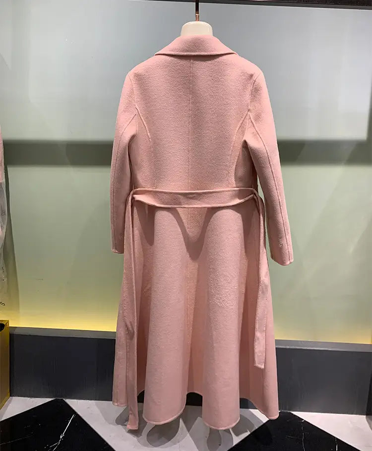 Winter Warm Lace-up Long Woolen Coat