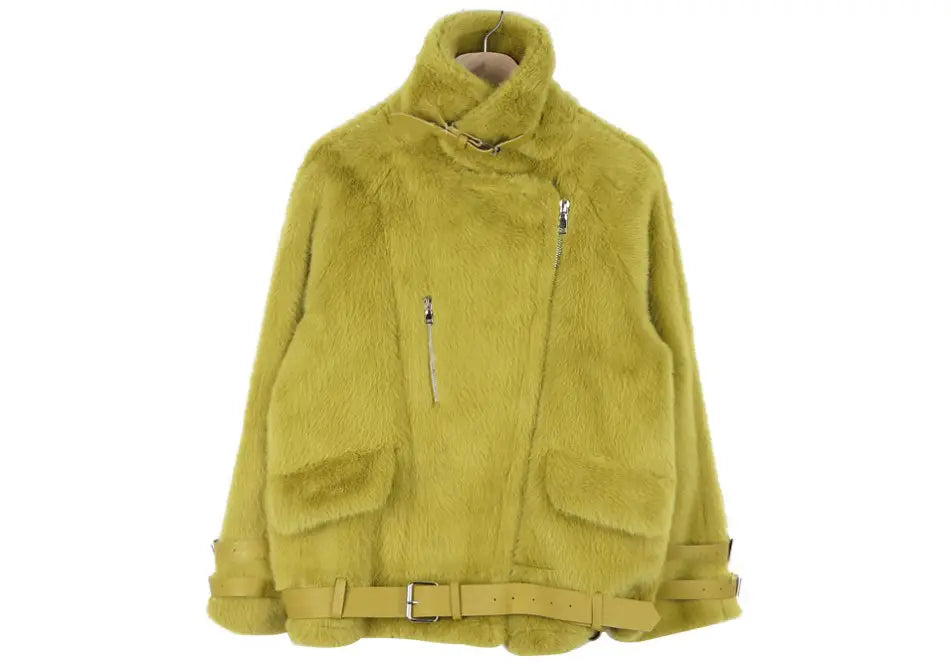 Women’s coat leather buckle fur coat women