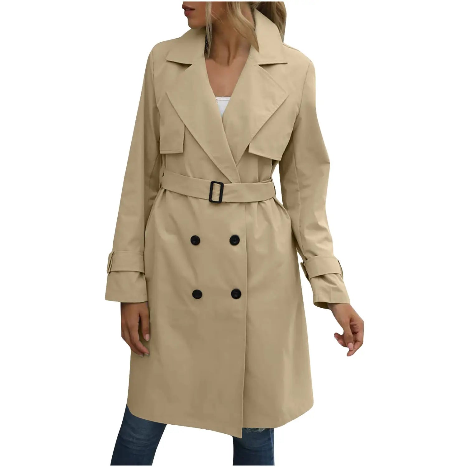 European And American Autumn Women’s Double Breasted Fashion Casual Trench Coat