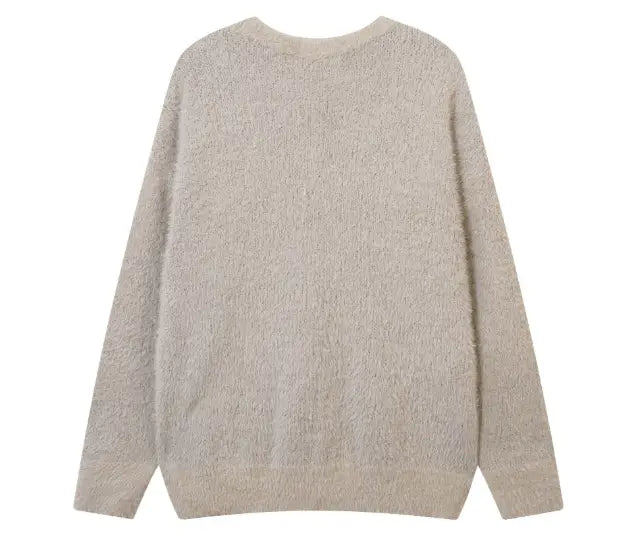Harajuku Daily Commuting Fashion Personality Geometry Round Neck Jacquard Fashion Brand Knitted Pullover Loose Sweater
