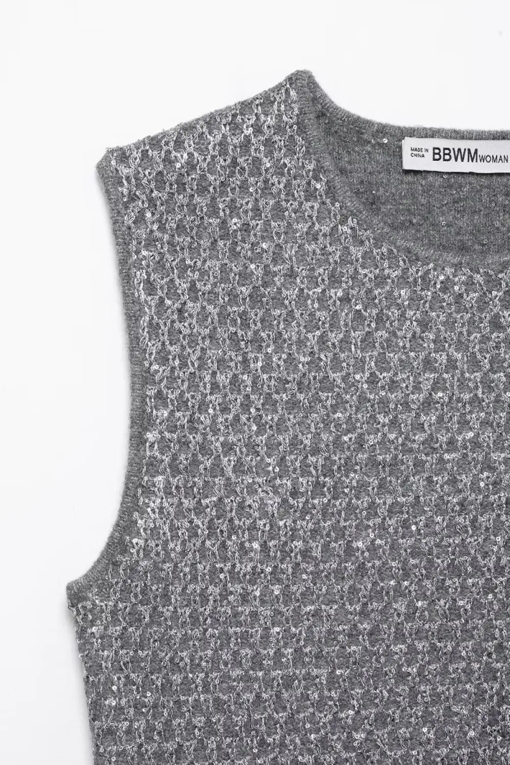 European And American Women’s Beads Decoration Metallic Yarn Knitted Top