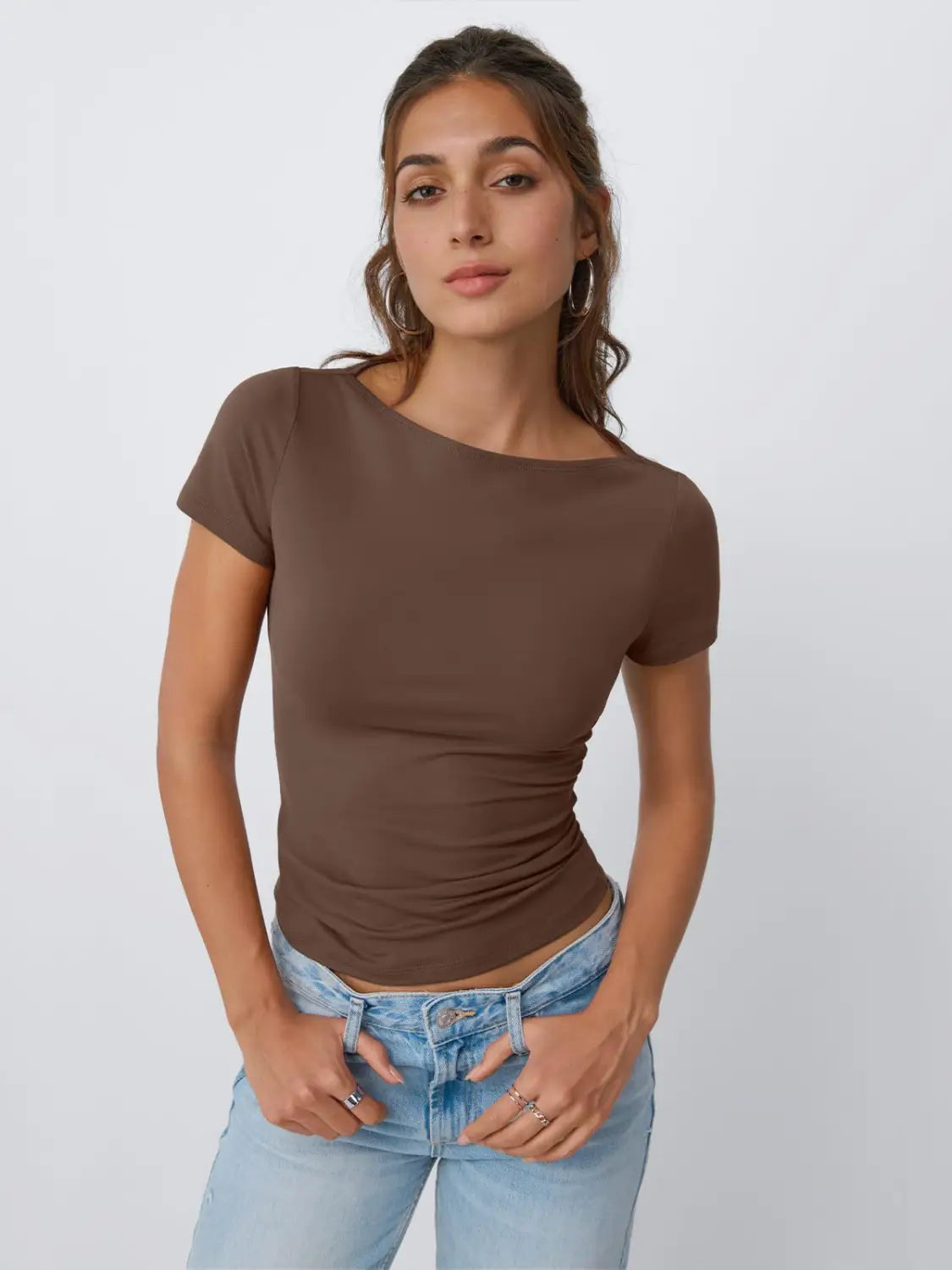 Round Neck Short Sleeve Slim Fit Hot Girl Going Out Tops