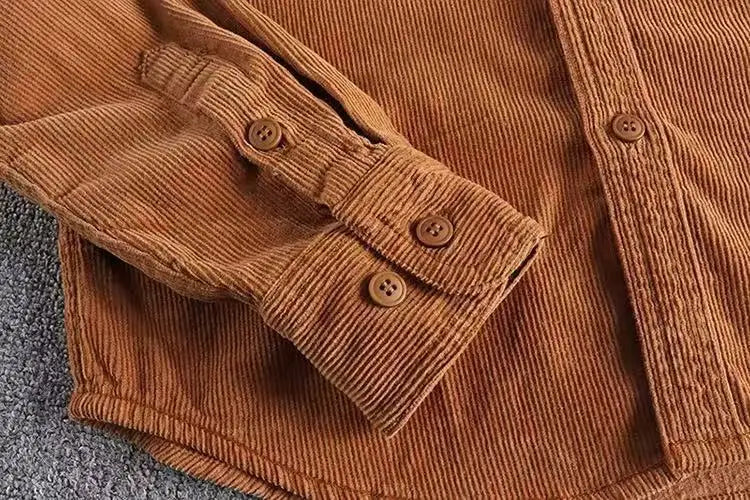 Retro Washed Corduroy Long-sleeved Shirt For Men